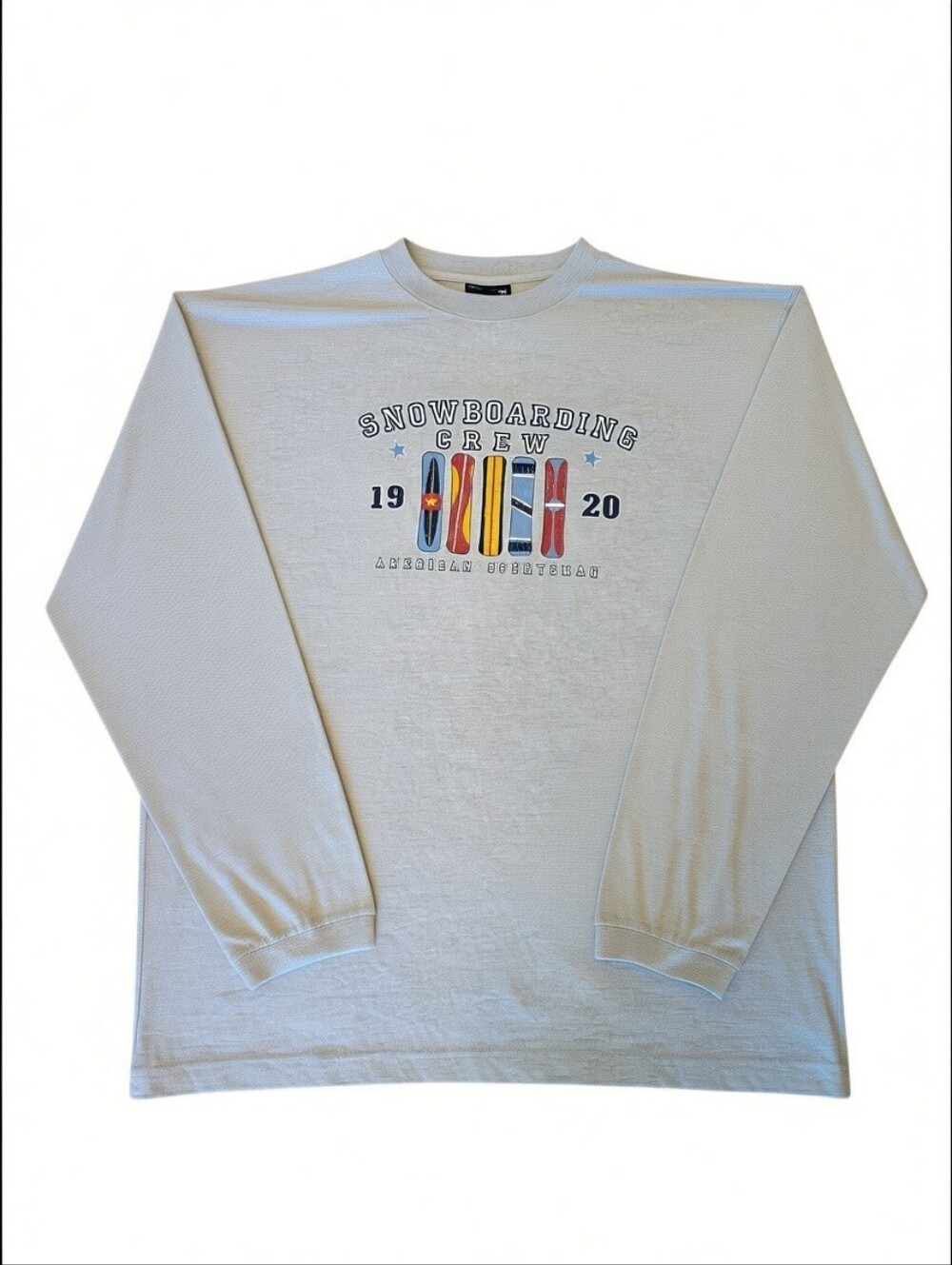Snowboarding Crew Graphic Long Sleeve Gray T-Shirt XL